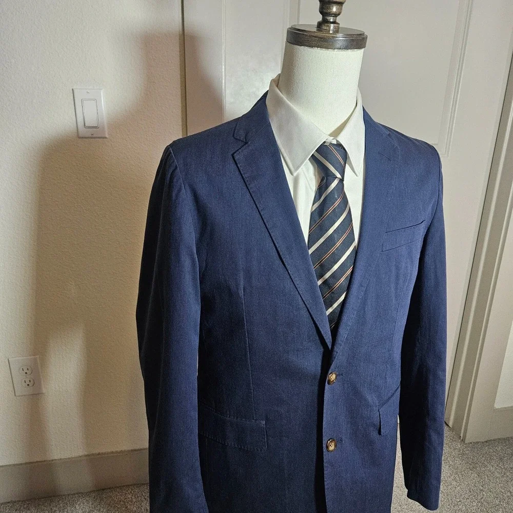 $168 NWT J Crew‎ 38R Blazer Suit Jacket Men Ludlow Cotton Blend Dark Bluish Gray